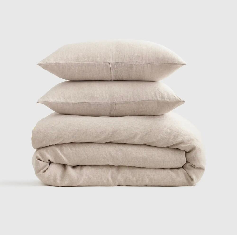 Quince 100% European Flax Linen Duvet Cover Full/ Queen Natural Chambray